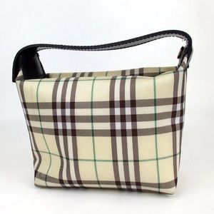 Authentic BURBERRY Check pattern mini Handbag Nylon/ leather